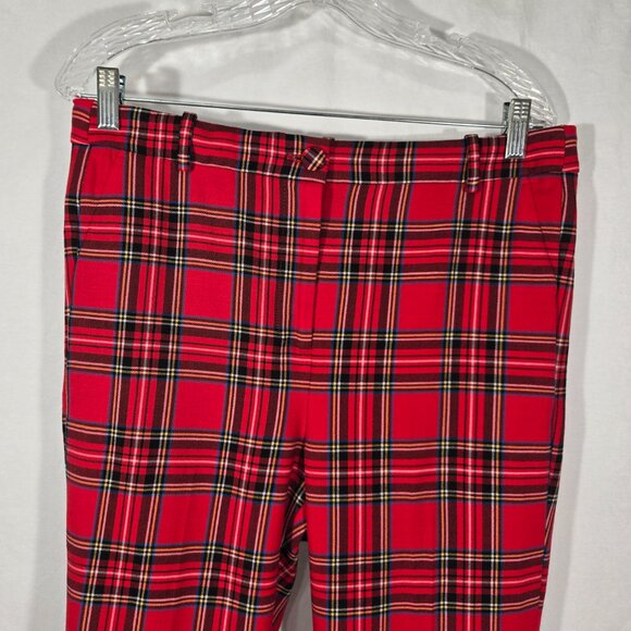 J.CREW CAMERON Academia Red Stewart Tartan Wool Hi-Rise Crop Pant Women Size 12. - Picture 4 of 17